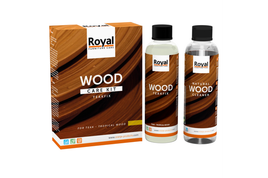 Wood Care Kit for teak, acacia, and tropical hardwood.